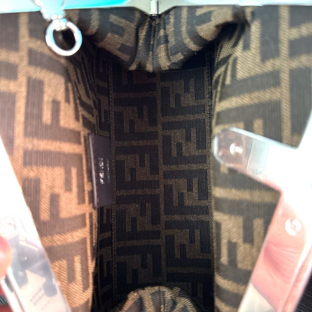 Fendi Frame Top Handle Bag With Python Trim Blue - image 3